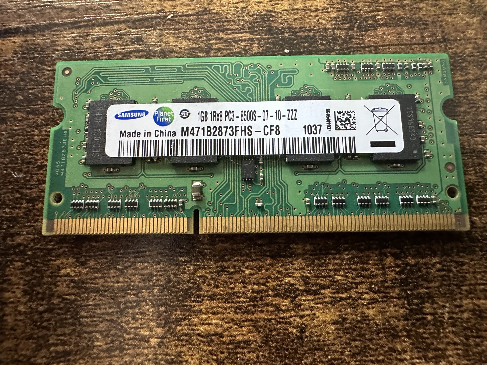 SAMSUNG 1GB 1RX8 PC3-8500S LAPTOP MEMORY