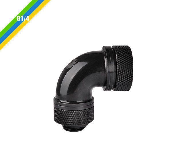 Thermaltake G1/4 PETG Tube 90Deg Compression Fitting 5/in (OD), CL-W097-CA00BL-A