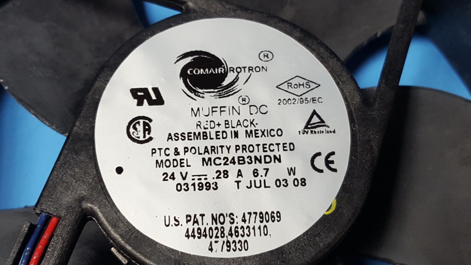 One -Brushless Fan , MC24B3NDN,Comair Rotron, 24VDC, 120X32 mm, 3700RPM, 6.7 W