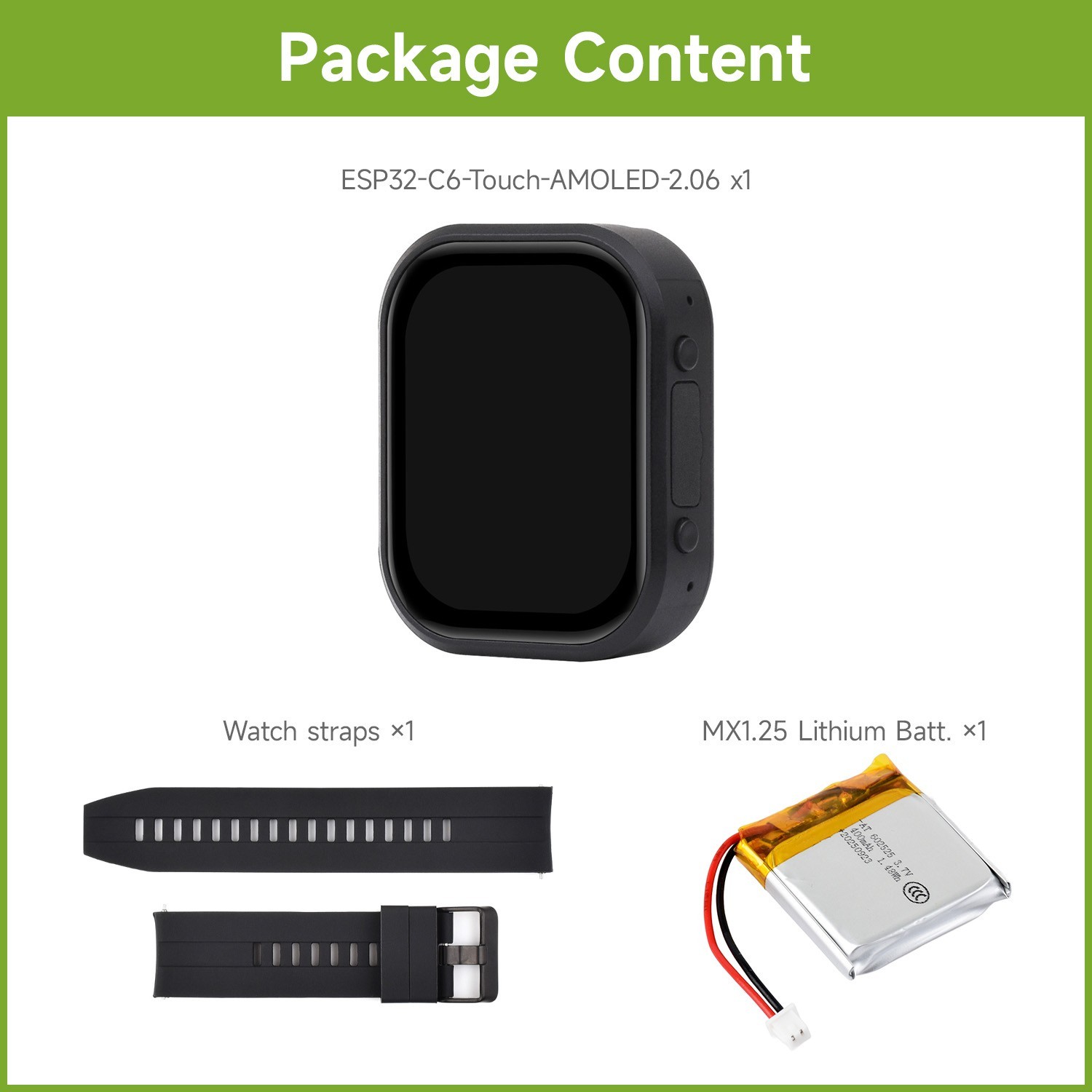 Waveshare ESP32-C6 2.06inch AMOLED Touch Watch Development Board, 410×502