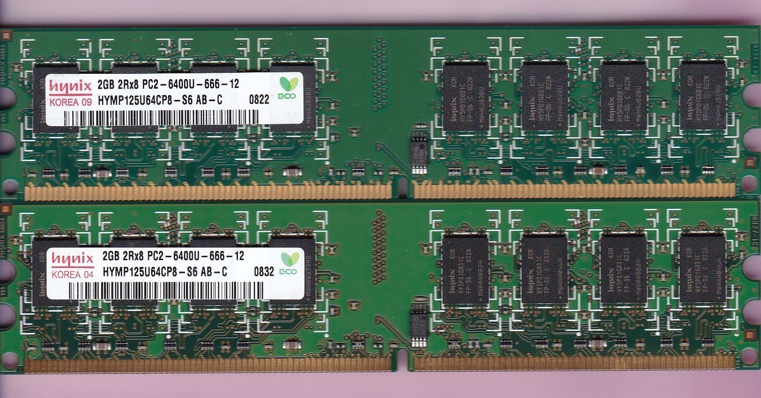 4GB 2x2GB PC2-6400 DDR2-800 HYNIX HYMP125U64CP8-S6 AB-C Desktop Ram Memory Kit