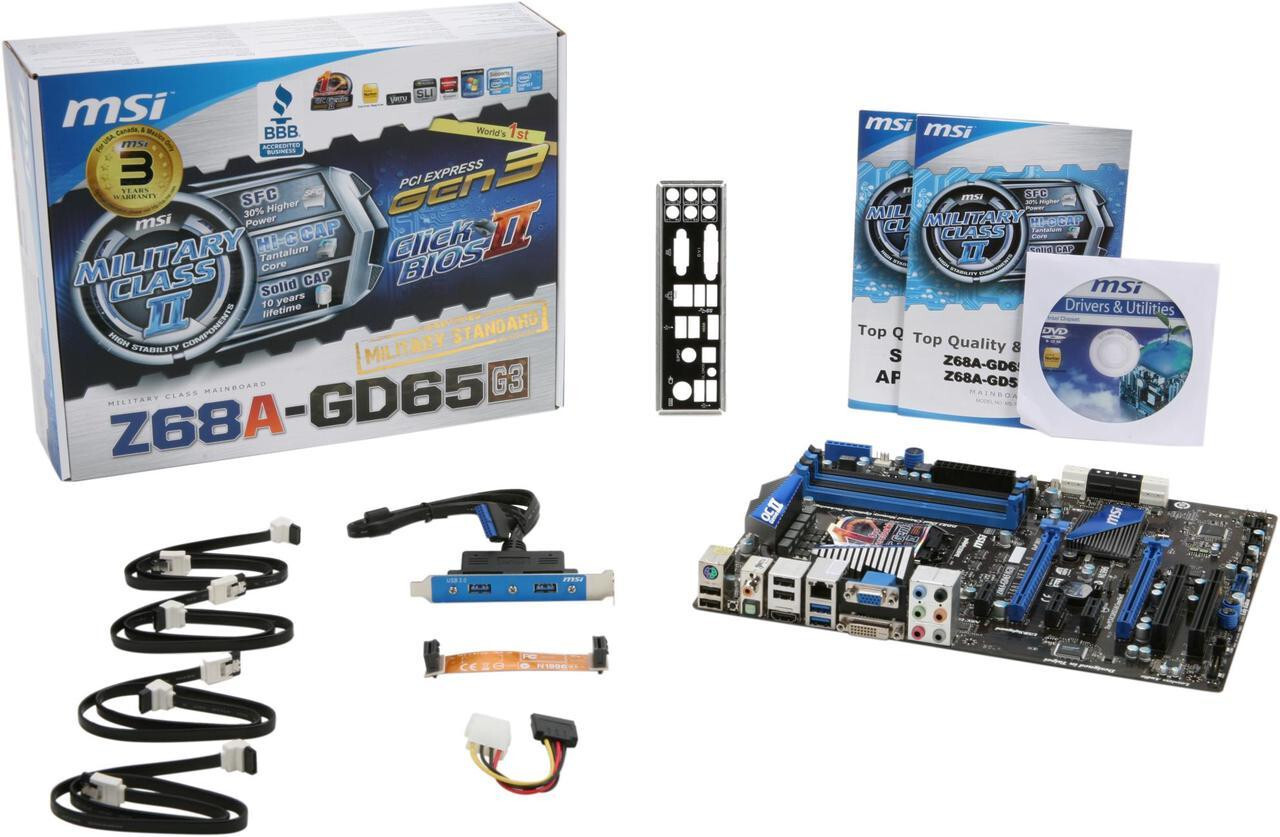 MSI Z68A-GD65 (G3) ver 4.0 LGA 1155 Intel Z68 HDMI SATA 6 USB 3 ATX Motherboard