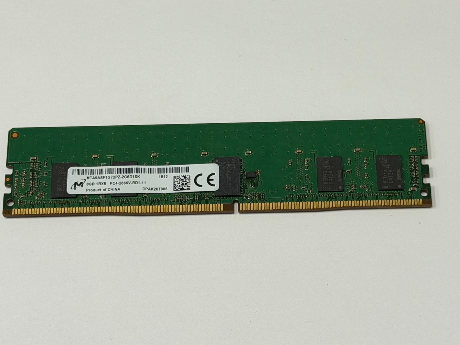 Micron 8GB (1 Stick) PC4-21300 DDR4 2666V DIMM PC Memory MTA9ASF1G72PZ-2G6D1SK