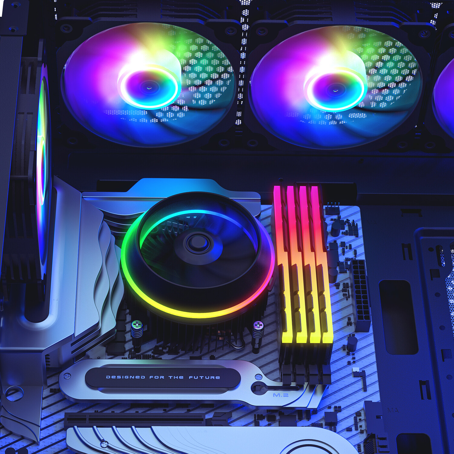 CPU Cooler 90mm Addressable RGB & PWM Fan Aluminum Fins 95W TDP Air for LGA 1200