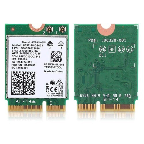 Intel AX201NGW Wifi 6 802.11ax Dual Band M.2 Wireless Card 2400Mbp bt 5.2 160MHz