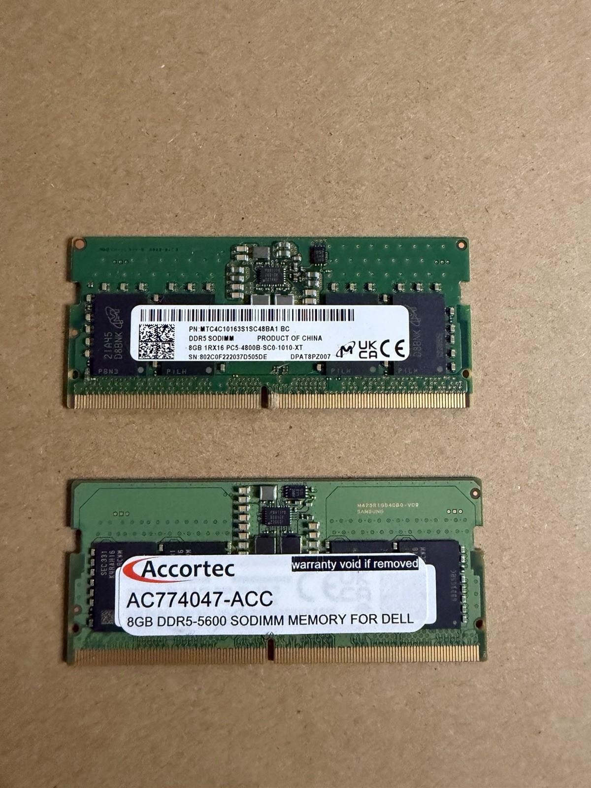 Micron 16GB (2x8GB) DDR5 SO-DIMM PC5-4800B 262-Pin RAM MTC4C10163S1SC48BA1