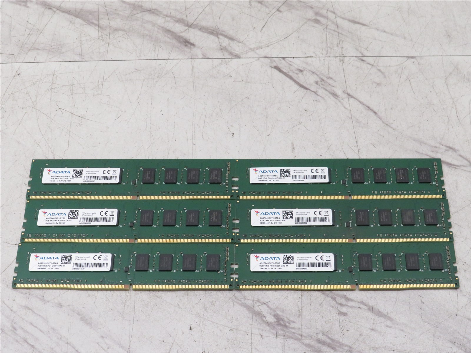Lot of 6 ADATA 8GB 1Rx8 PC4-2400T-UA0-11 Desktop Memory DDR4 RAM
