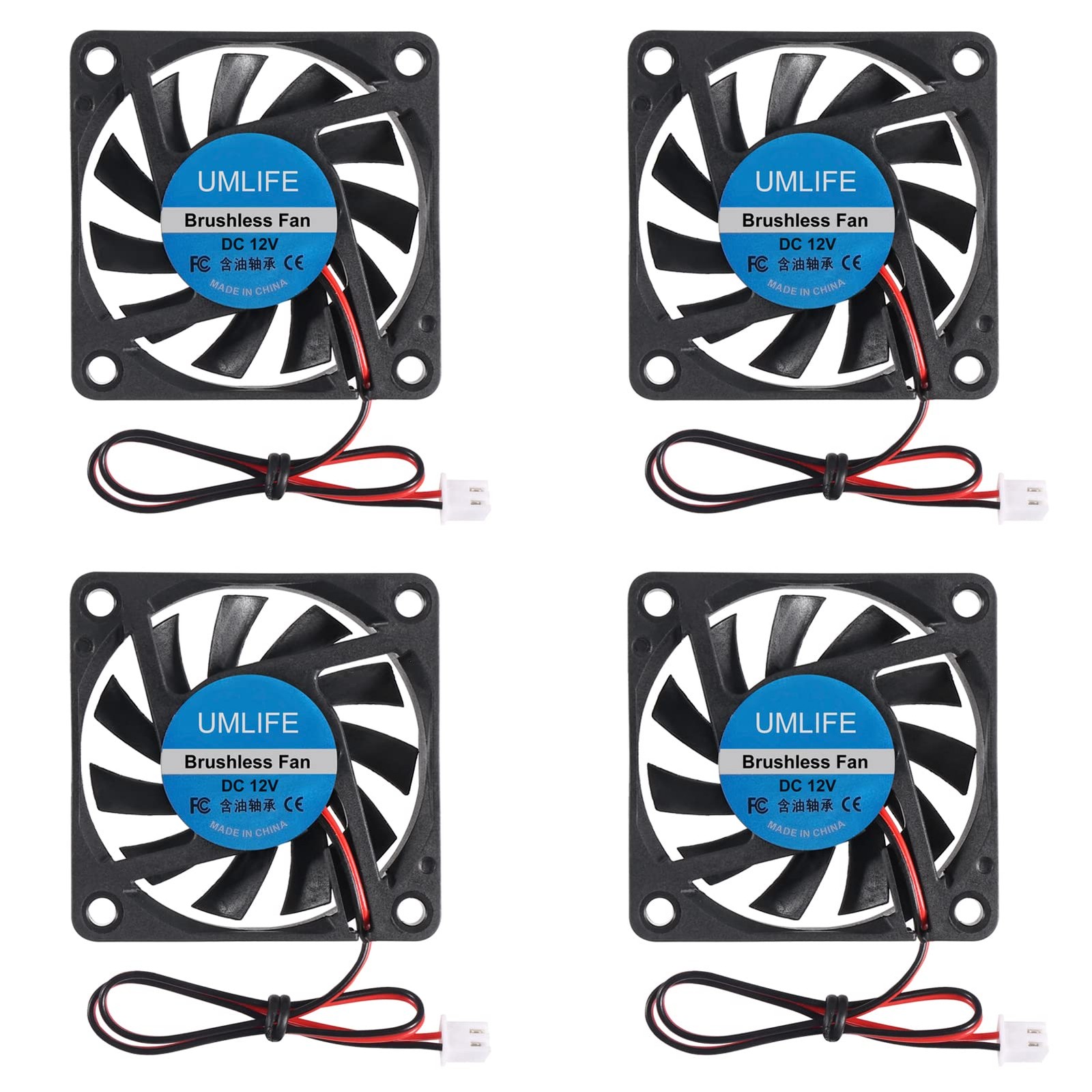4-Pack 60mm x x 10mm 6010 12V Brushless DC Cooling Fan 2pin for 6010