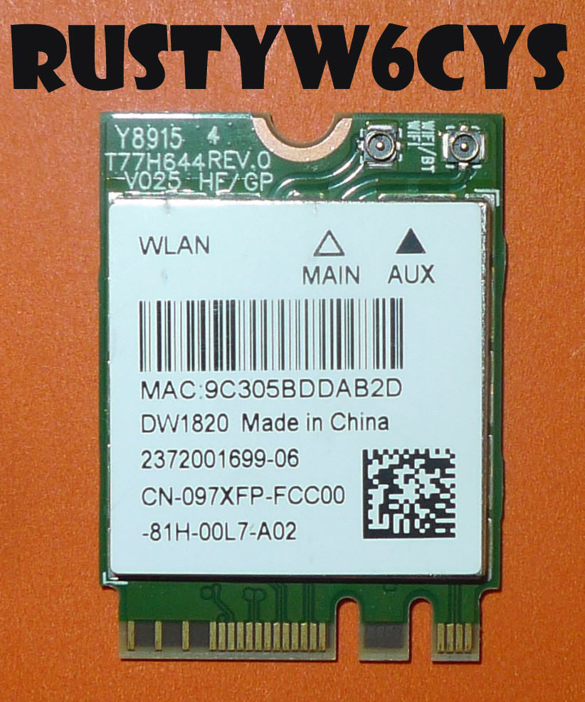 Dell Latitude 7390 DW1820 M.2 WLAN & BT 4.1 +HS Wireless Card REV A02 97XFP