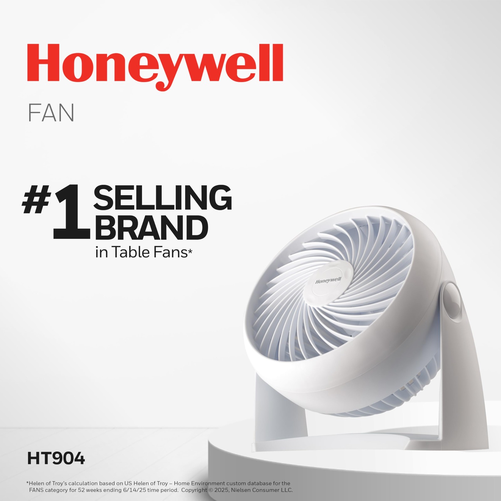Honeywell HT-904 TurboForce Tabletop Air Circulator Fan, Small, White