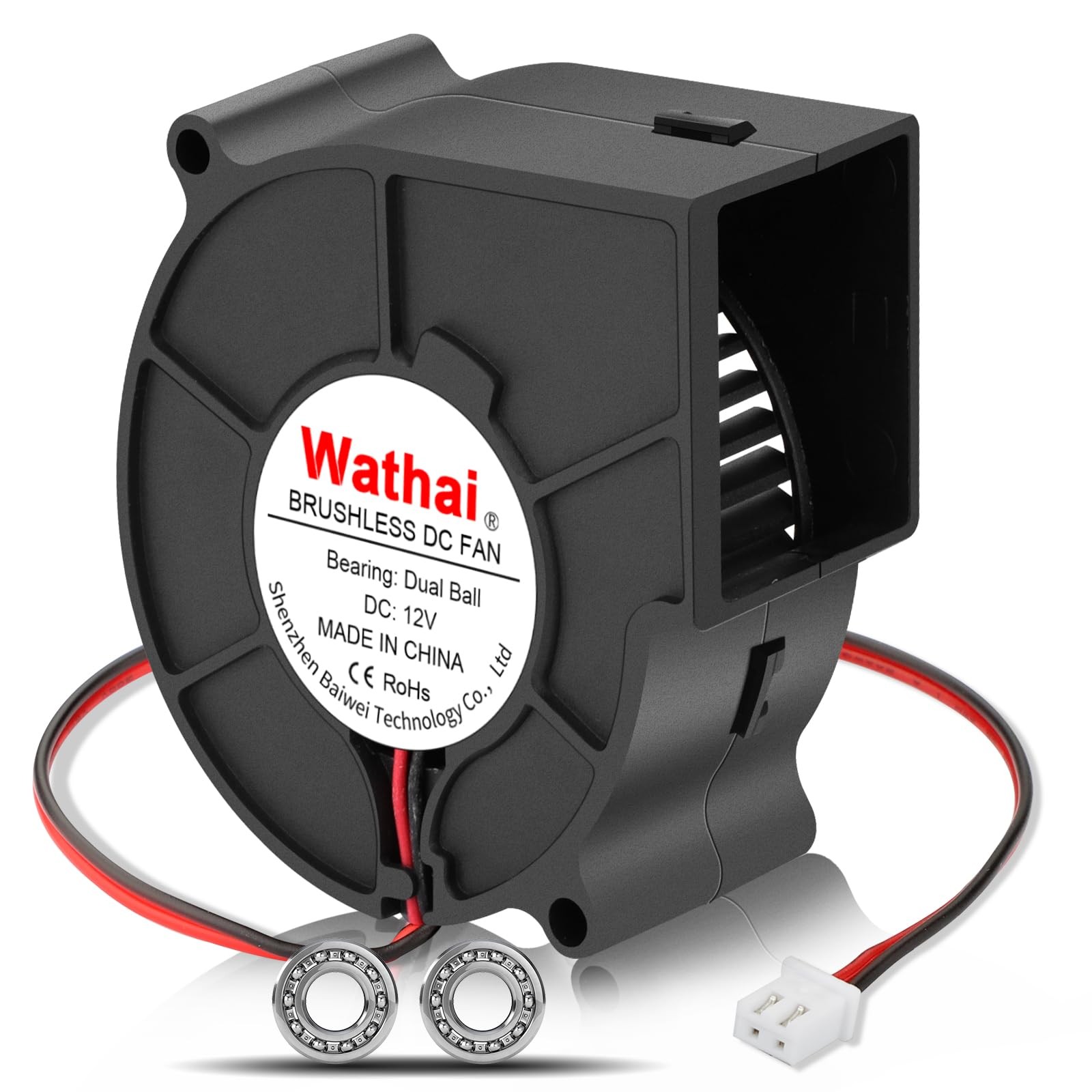 75mm x 30mm 12V Blower Cooling Fan Dual Ball 12 Volt DC Centrifugal Fan 2pin