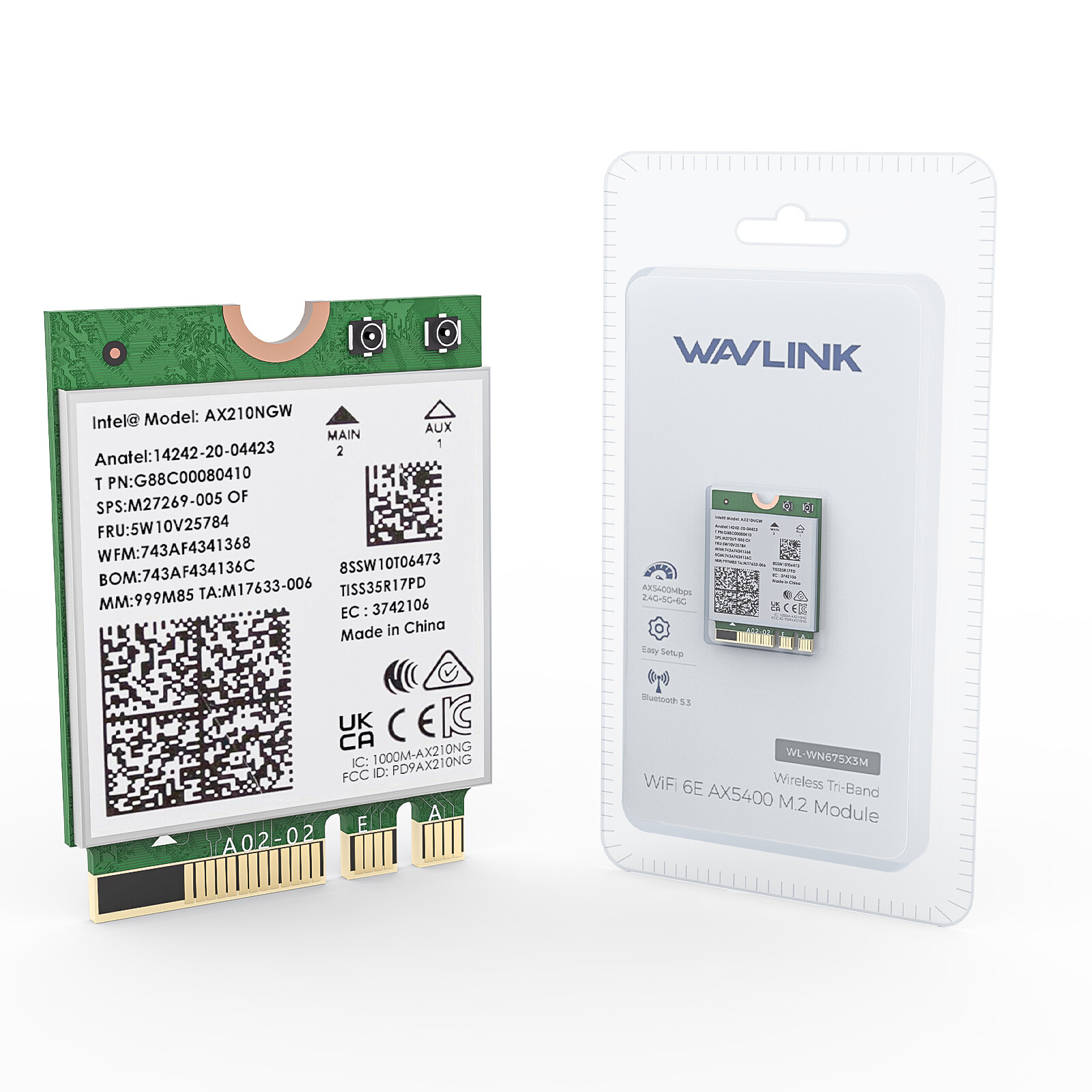 Intel AX210 WiFi6E M.2 Key E Wireless Card Tri-Band Network Adapter Bluetooth5.3
