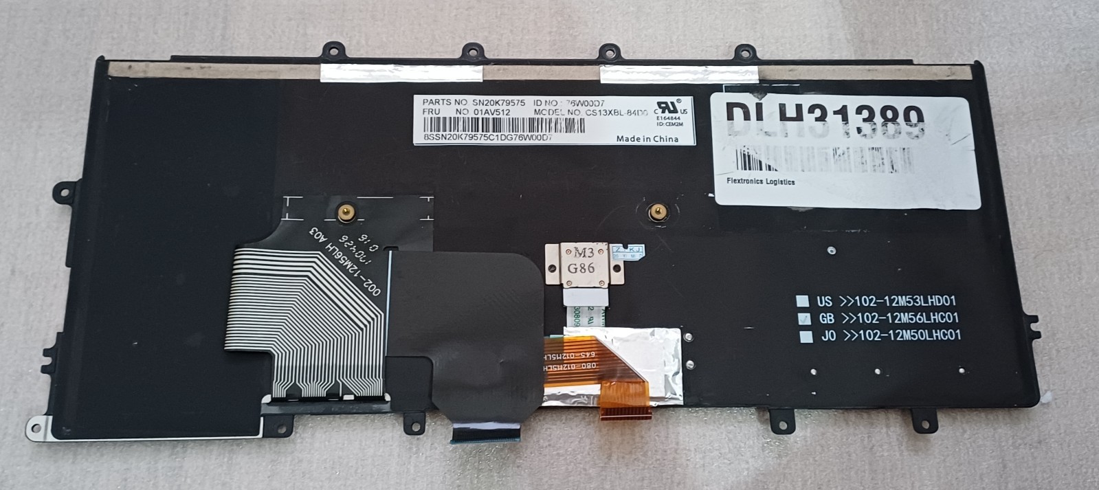 THINKPAD X240 X250 X260 X270 QWERTY KEYBOARD KEYBOARD 01AV512 BACKLIGHT USED