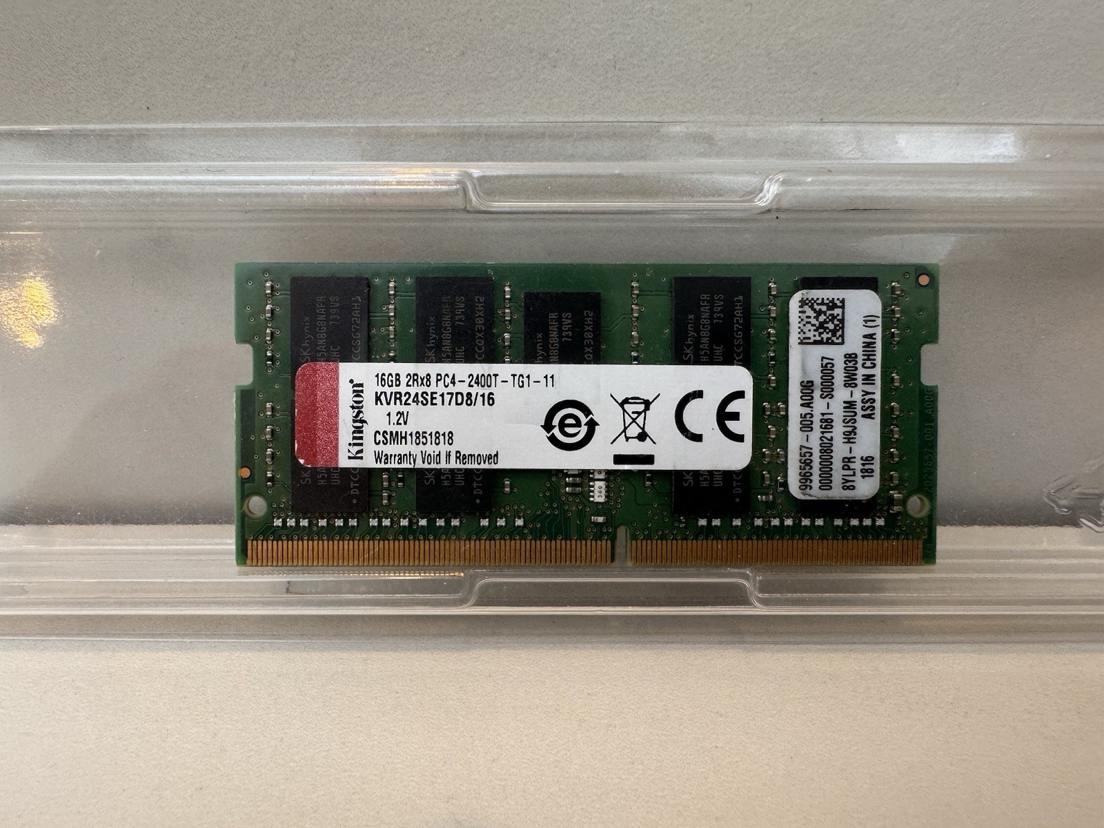 Kingston 16GB DDR4 SODIMM ECC PC4-19200 2400MHz 2Rx8 KVR24SE17D8/16
