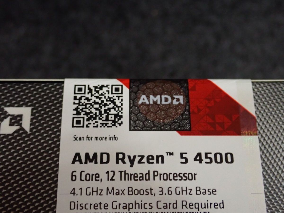 AMD Ryzen 5 4500 CPU 6 Core 12 Thread 3.6GHz Base AM4 Socket