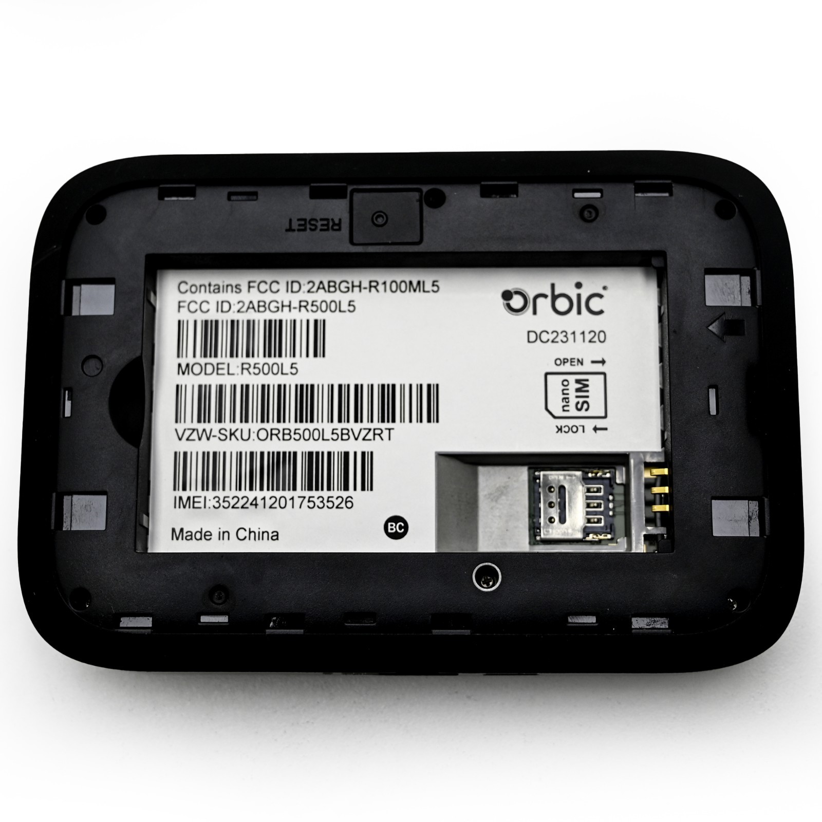 Orbic Portable 5G Internet Model: BTE-4401-R500L5 WiFi VZW-SKU:ORB500L5BVZRT