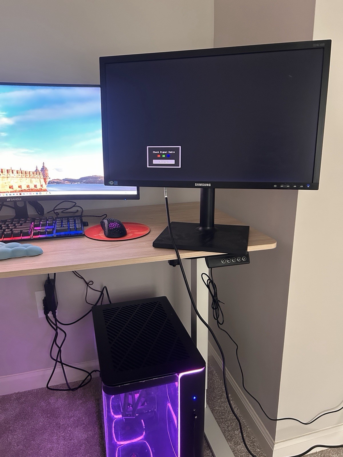 Black RGB Lighting PC Computer Case for Desktop PC Build with Samsung monitors