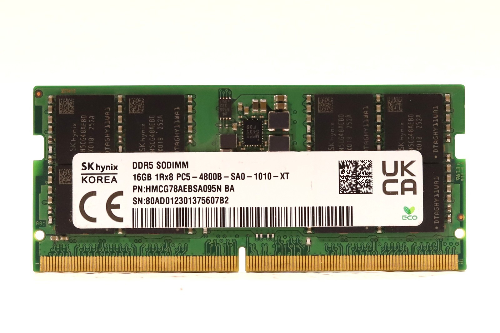 SK Hynix 16GB 1Rx8 PC5-4800B-SA0-1010-XT Laptop Memory P/N: HMCG78AEBSA095N