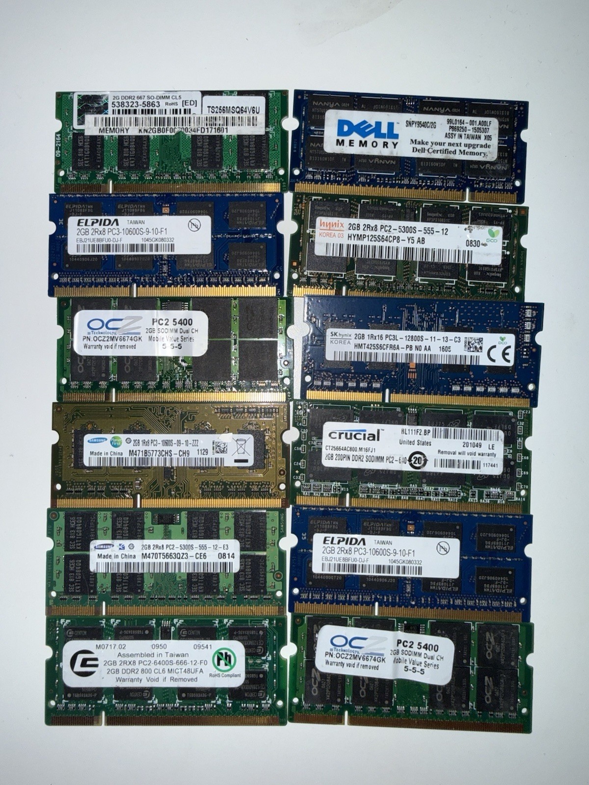 RAM 20GB (10x2GB) DDR2 SO-DIMM PC2-5300S 200-Pin Laptop Memory Lot