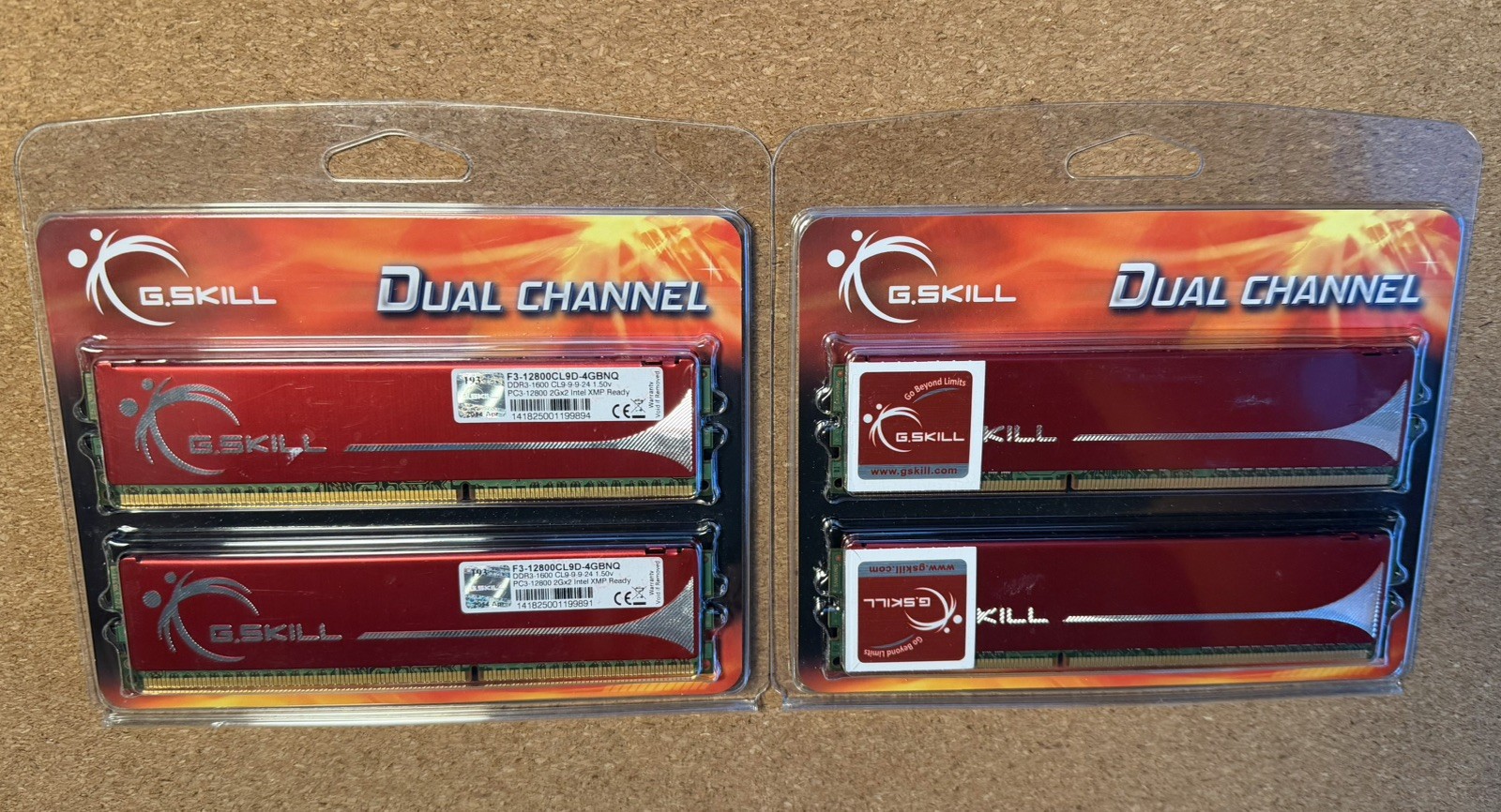 G. Skill F3-12800CL9D-4GBNQ Desktop Memory RAM 2GB x 2 Sticks – 2 Indiv. Packs