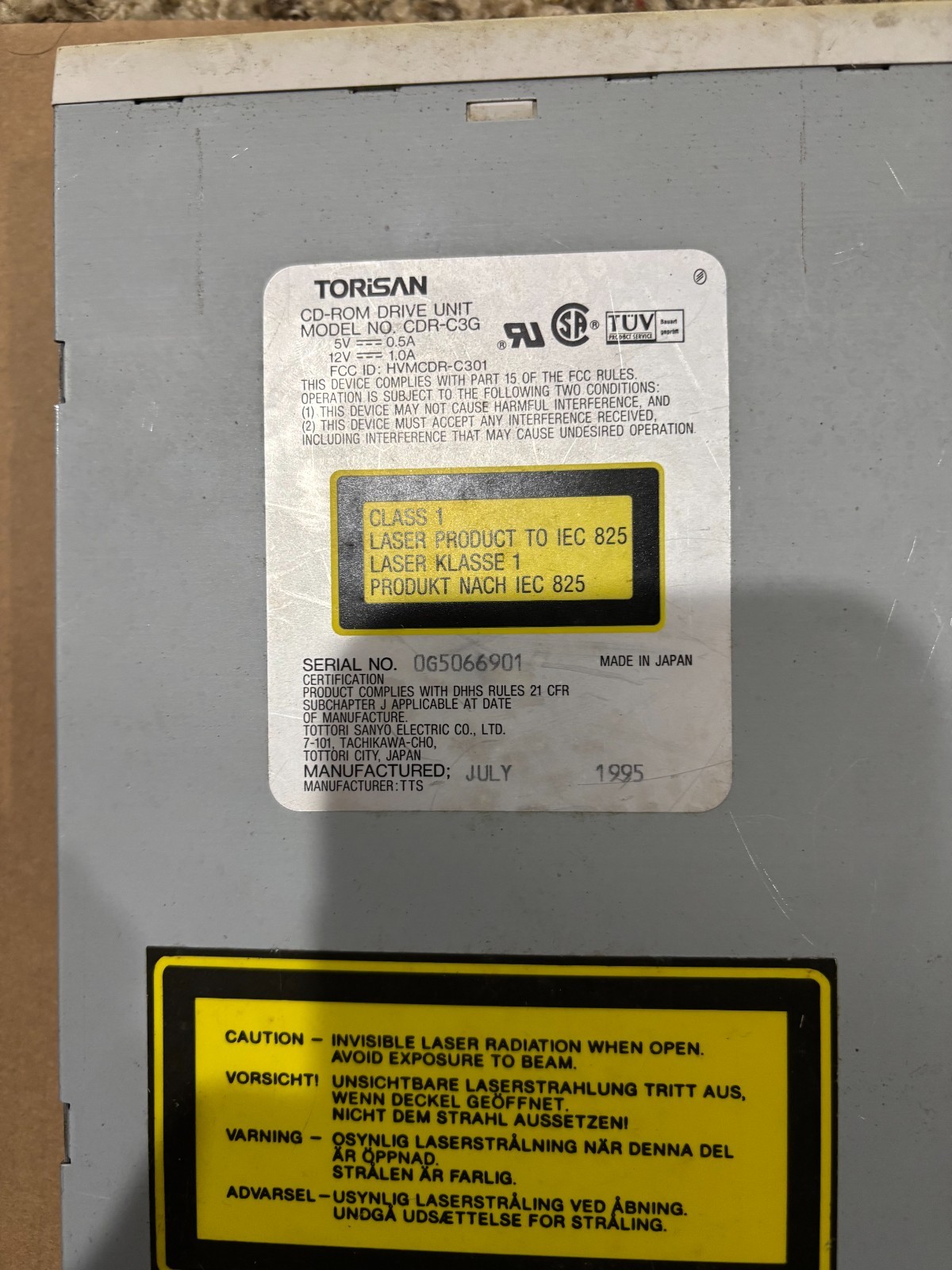TORISAN CDR-c3g CD-ROM DRIVE IDE w/caddy 3 discs TESTED