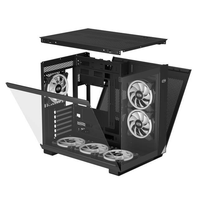 PCCOOLER CPS C3T500 ARGB BK PC Case, Dual-Chamber Mid-Tower ATX Case, Desktop
