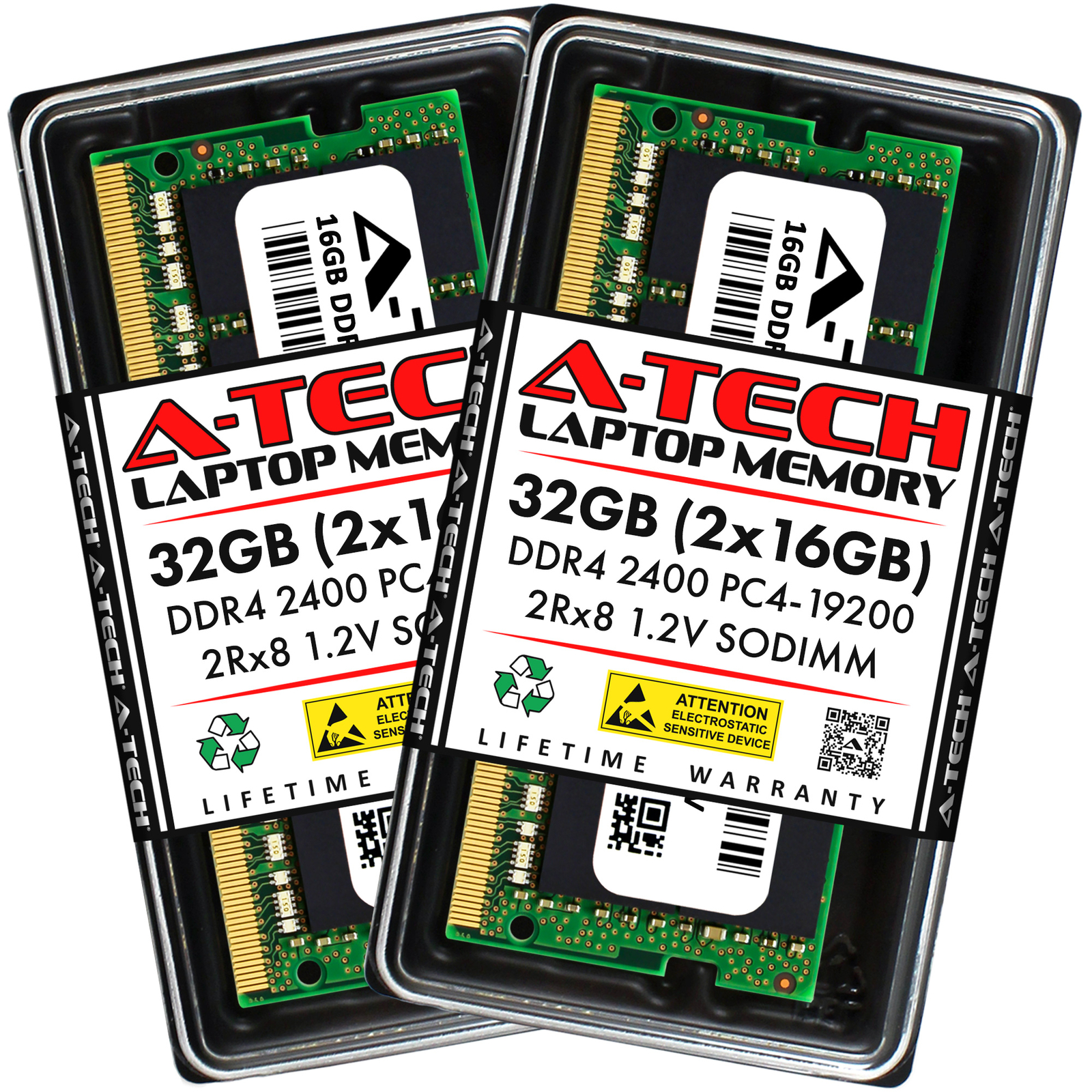 A-Tech 32GB 2 x 16GB PC4-19200 Laptop SODIMM DDR4 2400 MHz 2Rx8 Memory RAM 32G