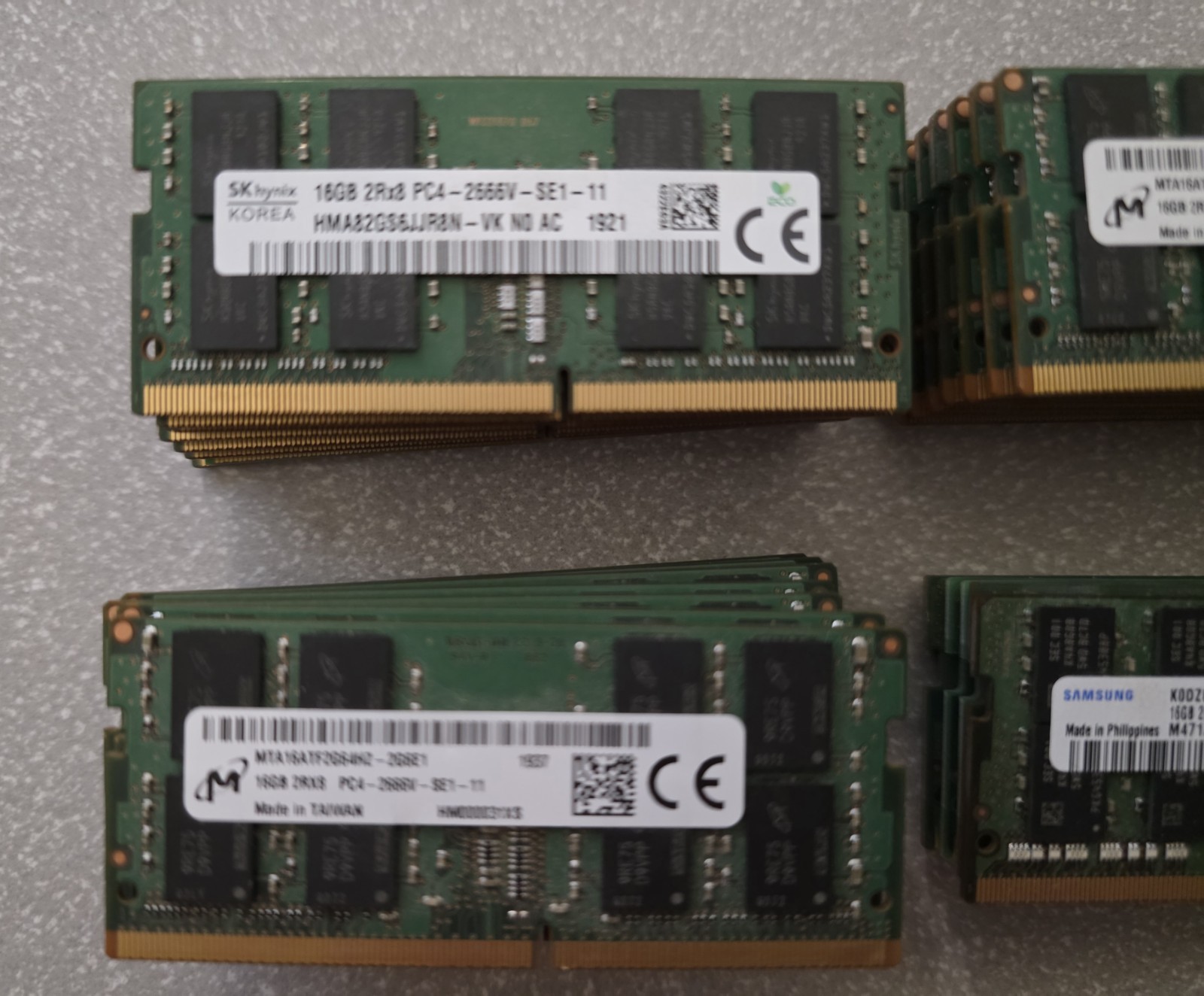 16GB DDR4 2666V (128GB) Laptop Memory Mixed Lot of 8 Pieces!