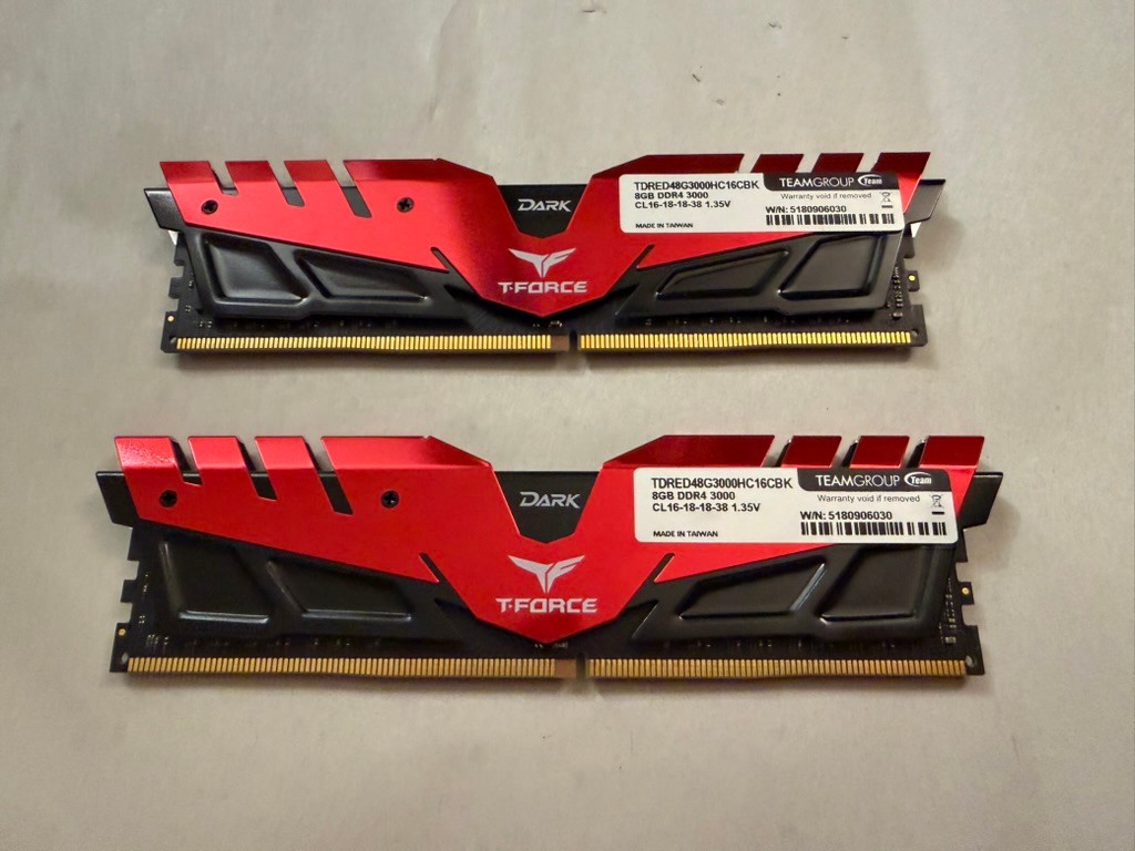 T-Force (TeamGroup) Dark 16GB Kit (8GB x 2) 3000MHz (TDRED48G3000HC16CBK) DDR4