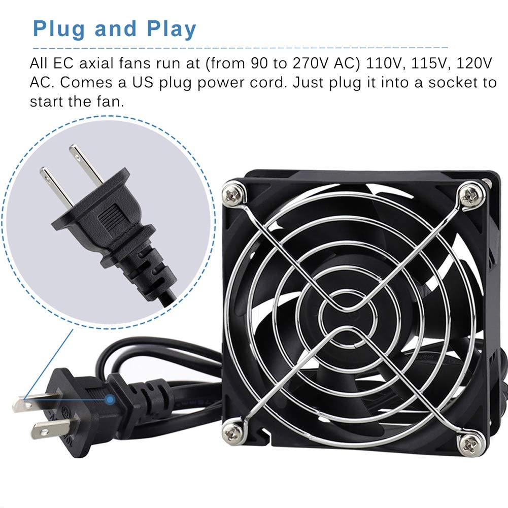 80mm AC Electronic Component Fan 110V to 240V 2800RPM Sleeve Bearing 1pc