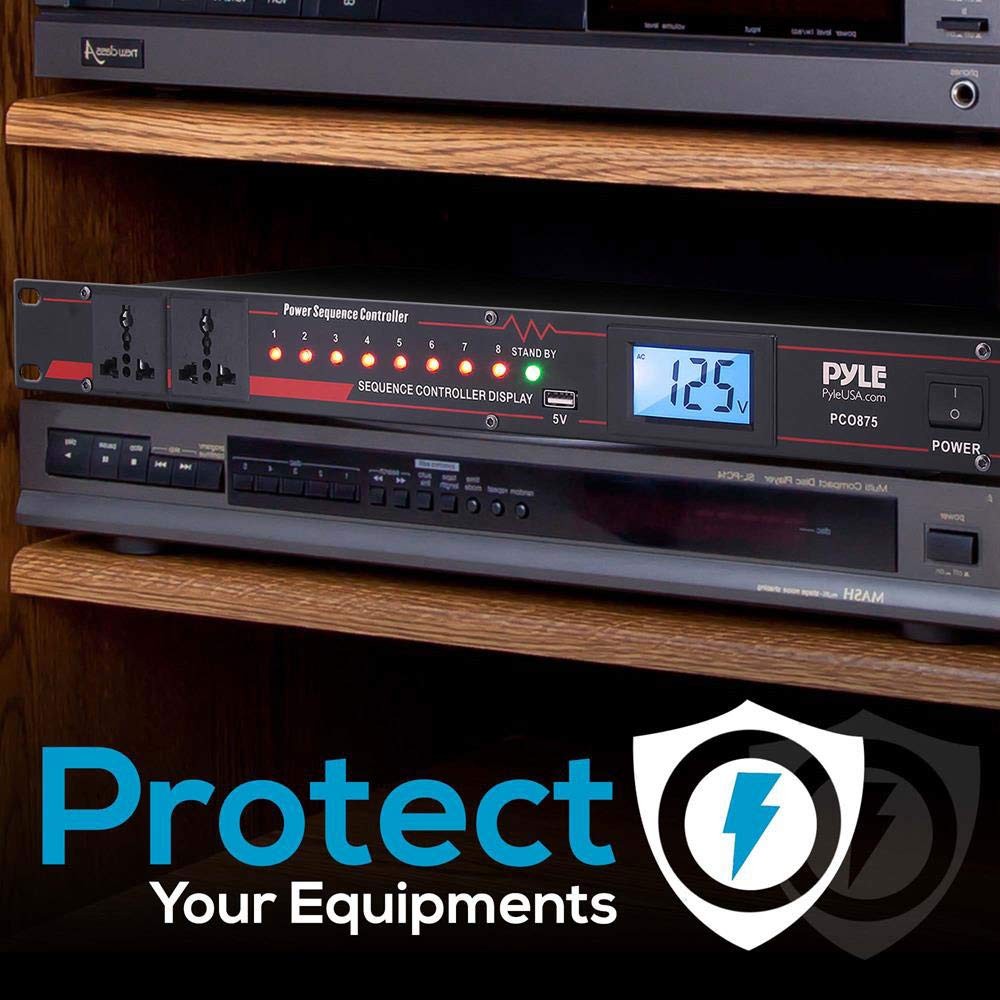 Pyle 10 Outlet Power Sequencer Conditioner – 13 Amp 2000W Rack Mount Pro…