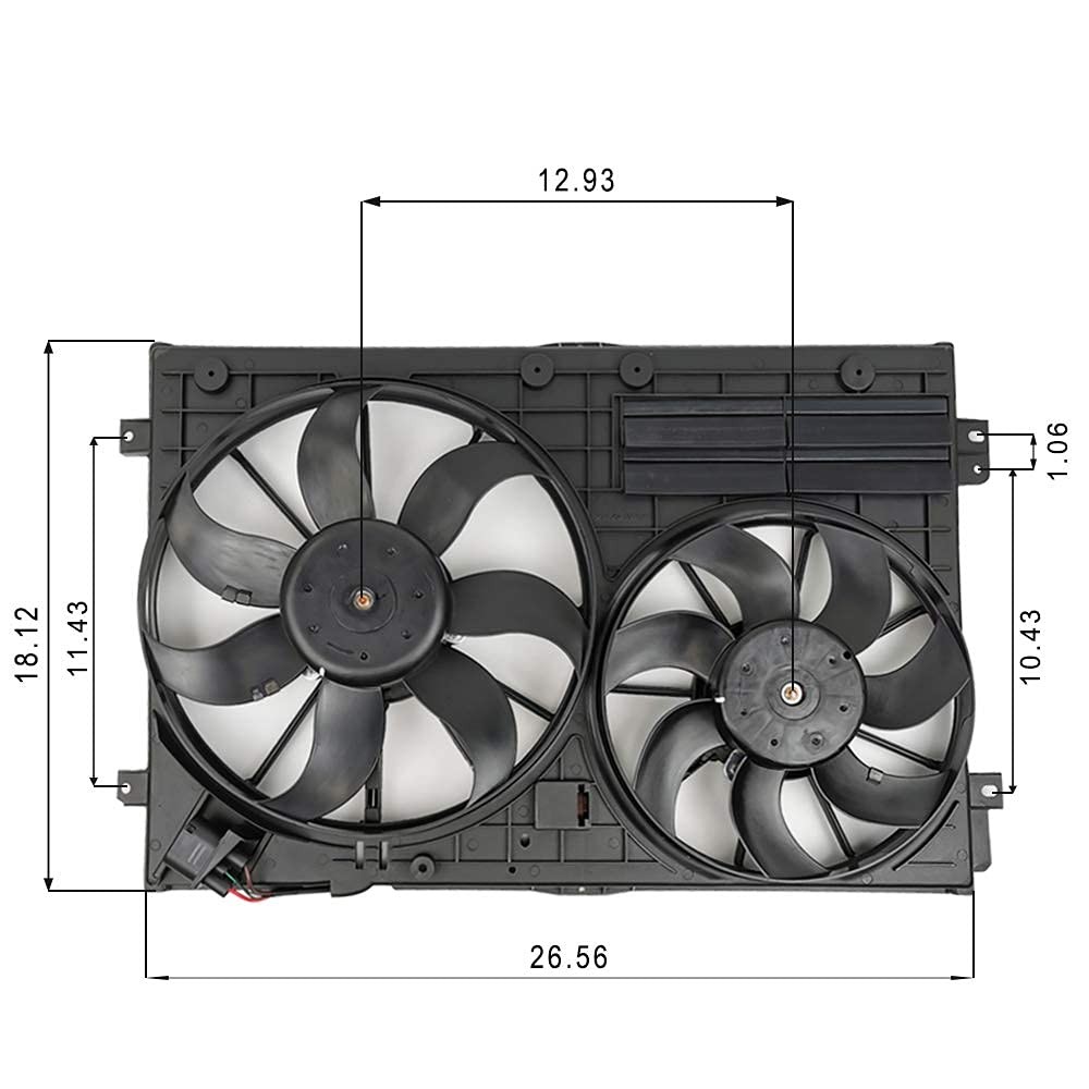 VW102 Replacement Dual Radiator & Condenser Cooling Fan Assembly for Volkswagen