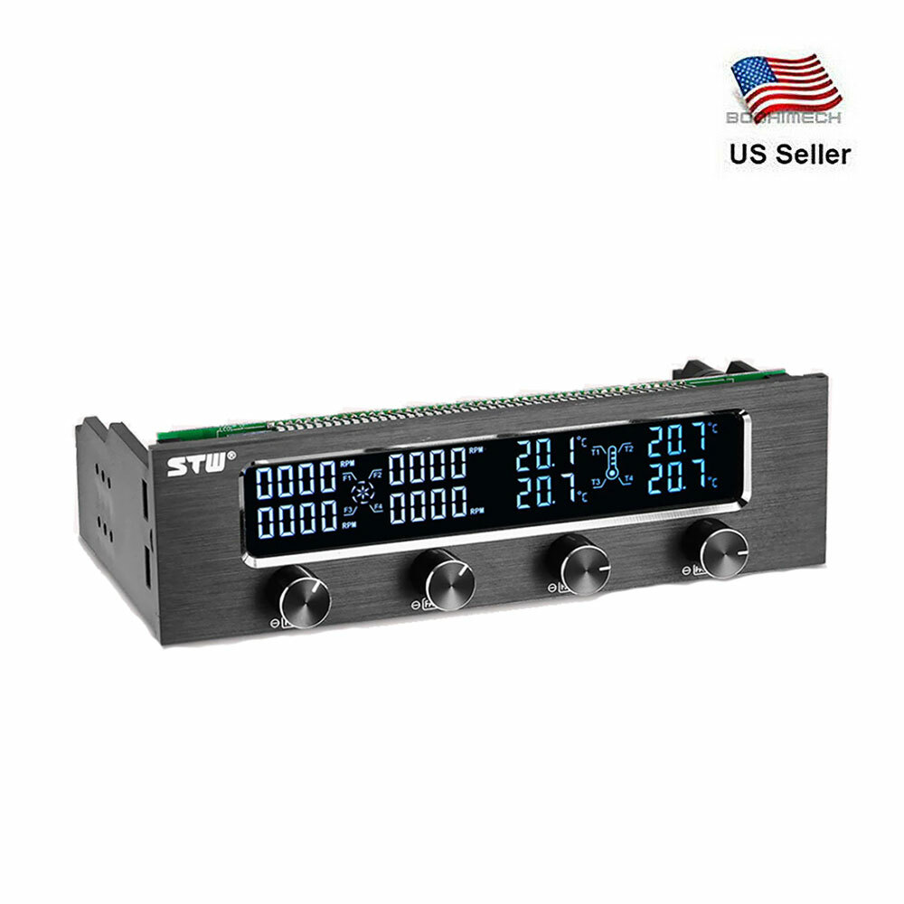 5.25″ PC CPU 4 Channel Fan Speed Cooling Control Multi-Function LCD Controller