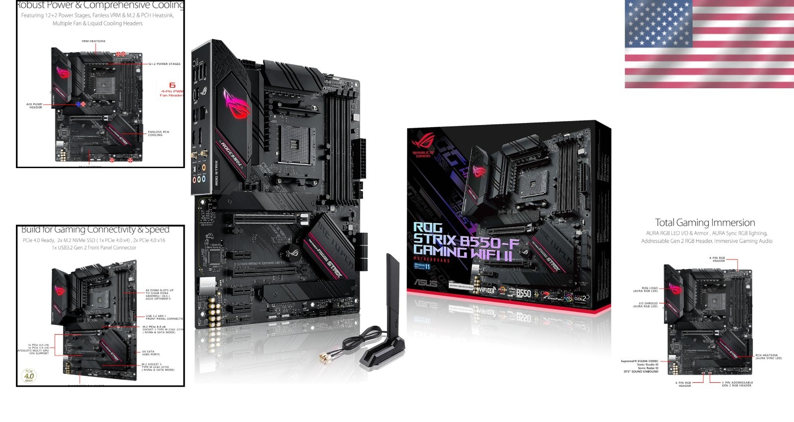 ROG Strix B550-F Gaming WiFi II ATX Board – PCIe 4.0, WiFi 6E, and RGB Lighting