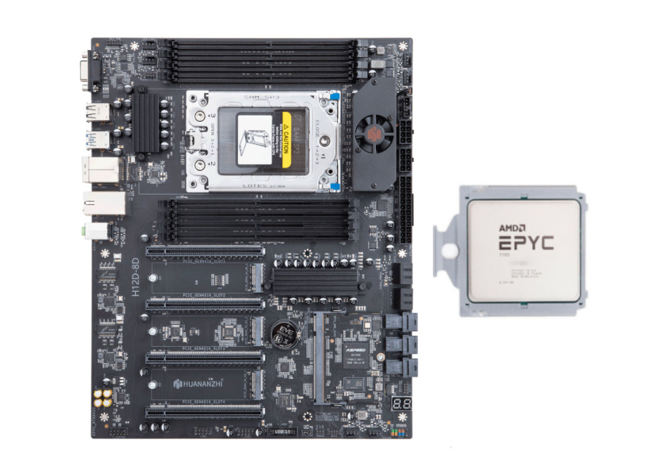 SouthChina H12D-8D Motherboard With AMD EPYC 7T83 64 Core 128Threads 2.45GHz CPU