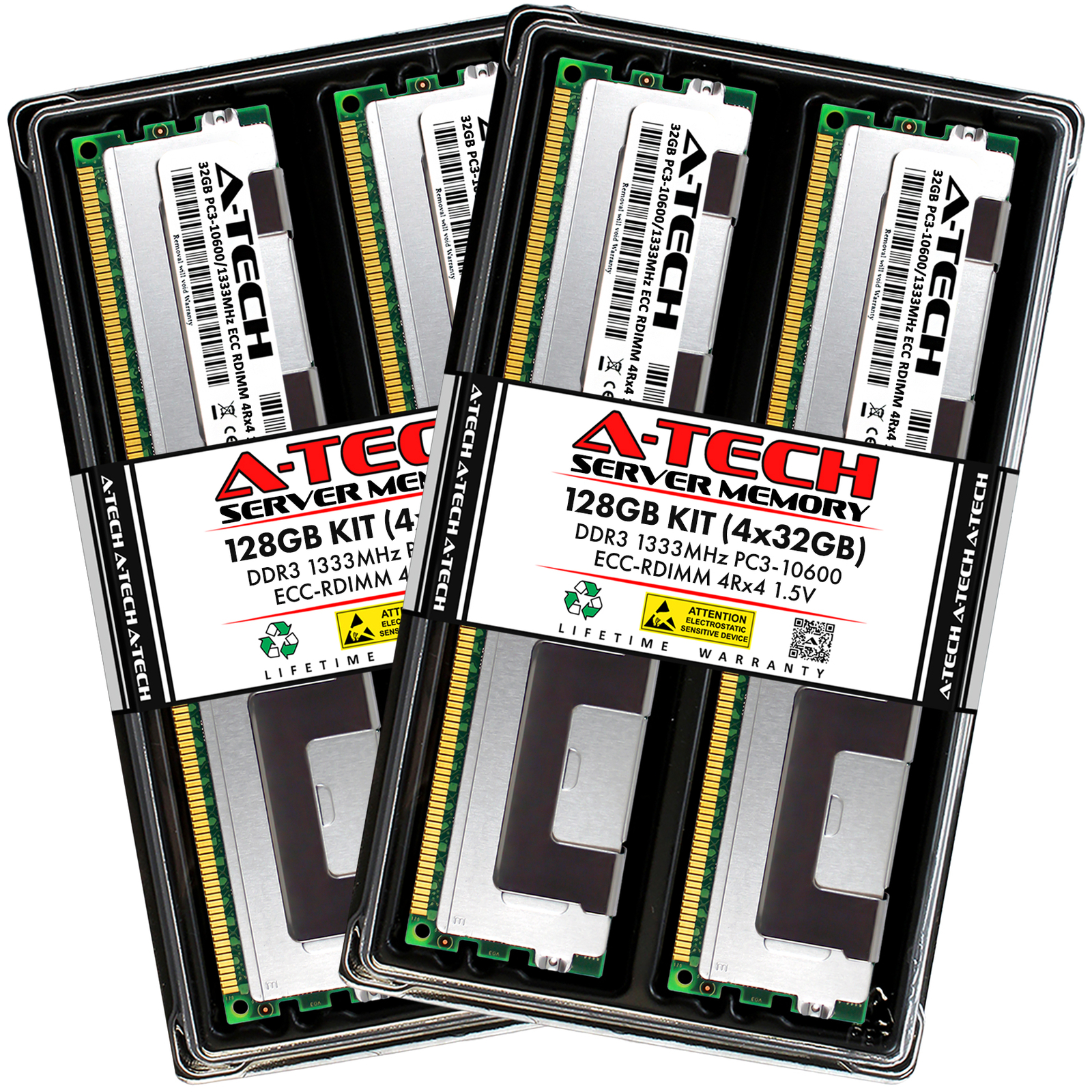 A-Tech 128GB 4x 32GB 4Rx4 PC3-10600R DDR3 1333 ECC RDIMM REG Server Memory RAM