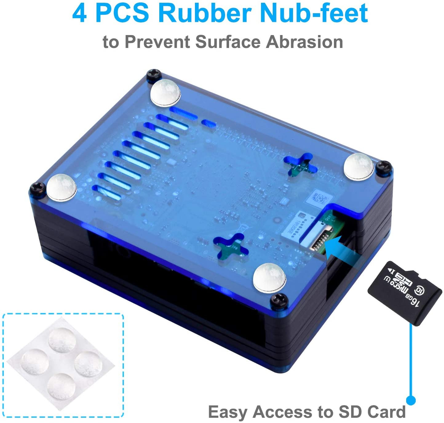 Raspberry Pi 4 With 35mm Cooling Fan And 4 Pcs Aluminum Heat Sink Black And Blue