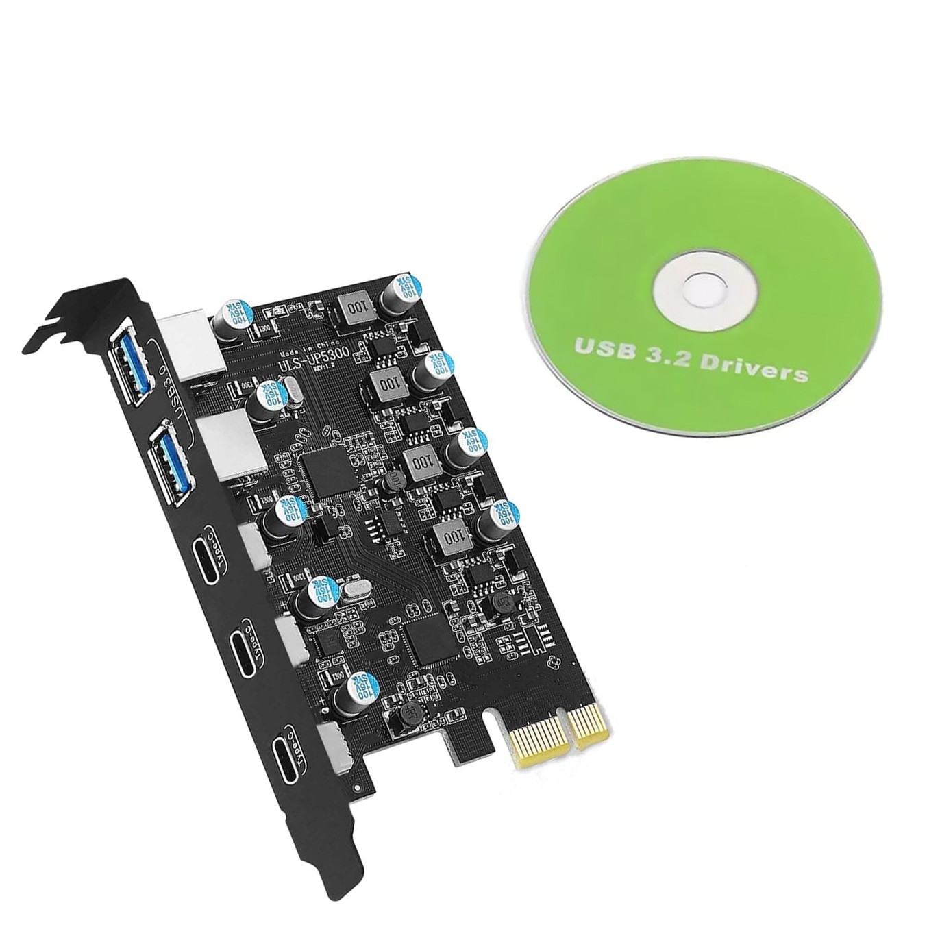 PCIe to Expansion Card 20 Gbps Bandwidth 5 Ports( 2*USB-A 3*USB-C) For Win