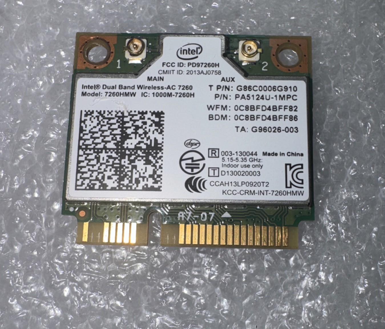 Intel Dual Band Wireless-AC 7260HMW Mini PCI-E Card Network Card