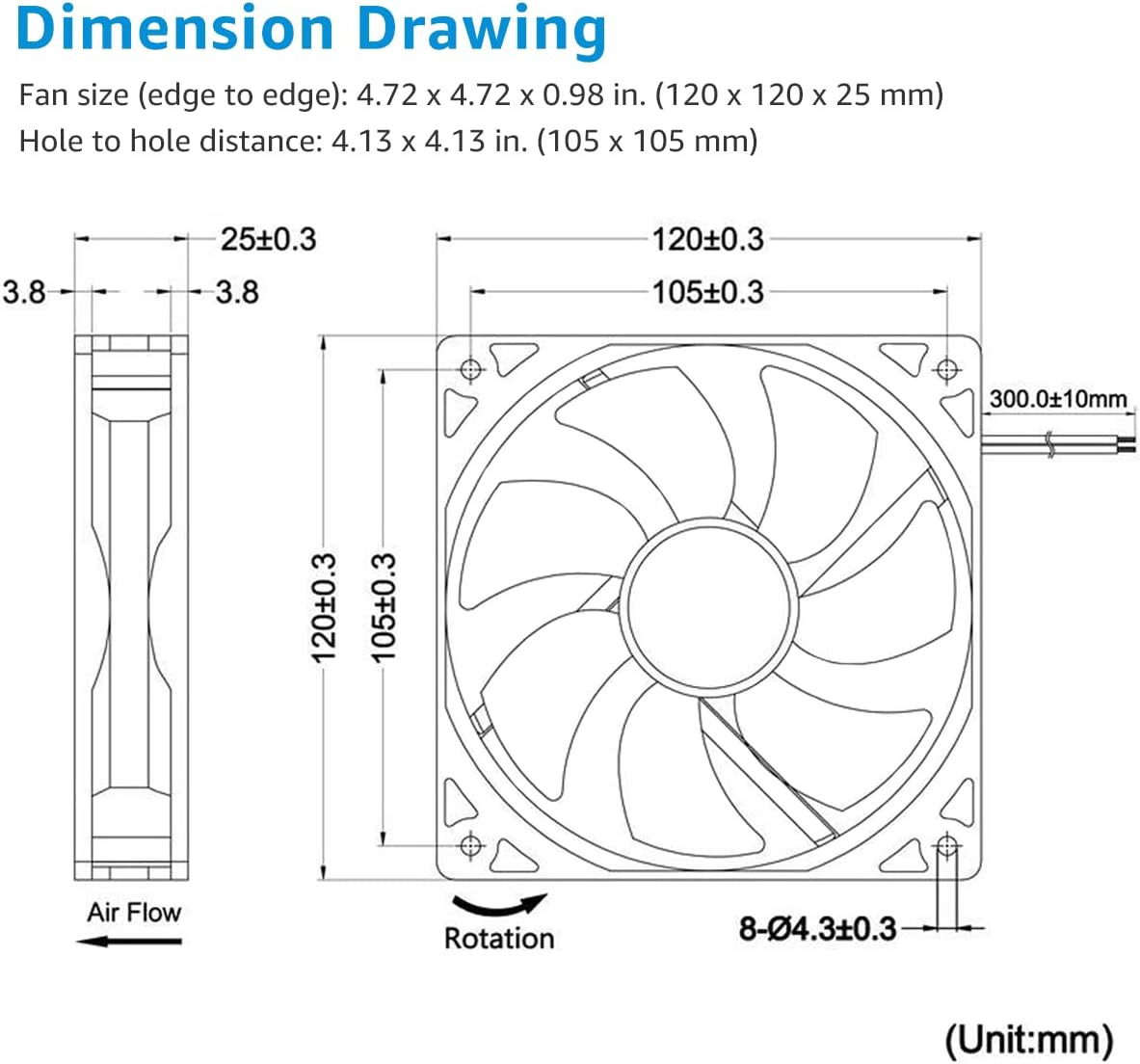 5V 120mm DC Brushless Cooling Fan, 1500 RPM, 120x25mm Size FREE SHIPPING