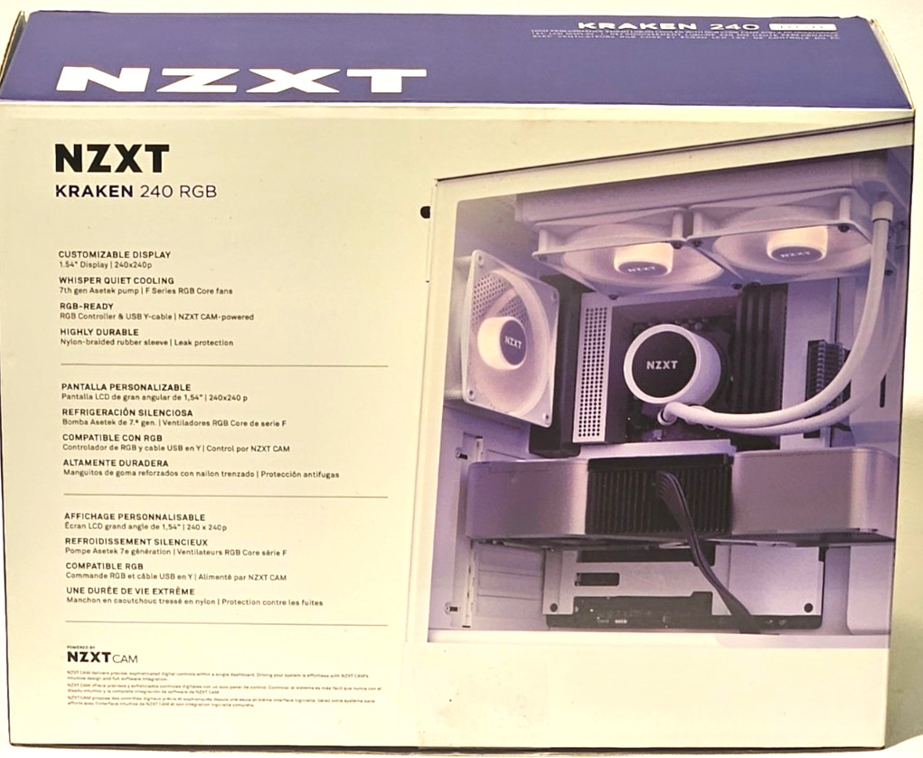 NZXT Kraken 240 AiO Liquid CPU Cooler LCD Display White RLKN240W1 HEATSINK ONLY
