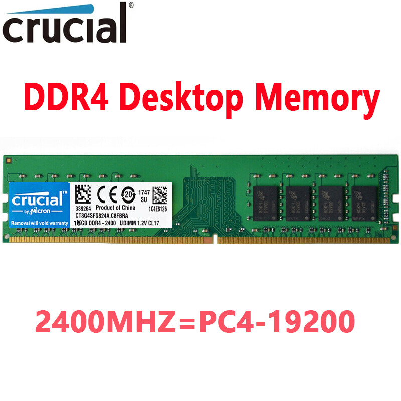 Crucial DDR4 16GB 2400Mhz PC4-19200 288pins Desktop Memory Dimm Ram 1X16GB