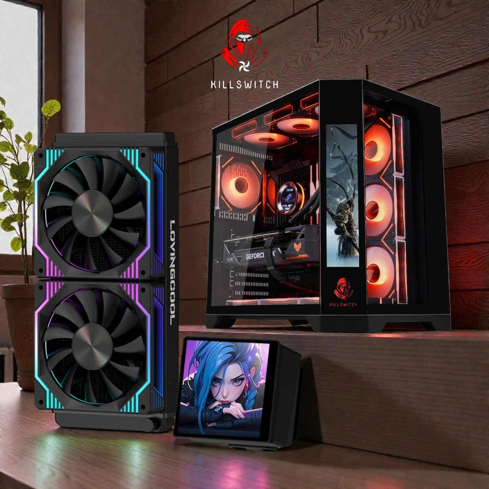 KILLSWTICH – KS MXJ PLUS – ATX/MATX/ITX PC CASE w/ SCREEN, PSU, COOLER & 4 FANS