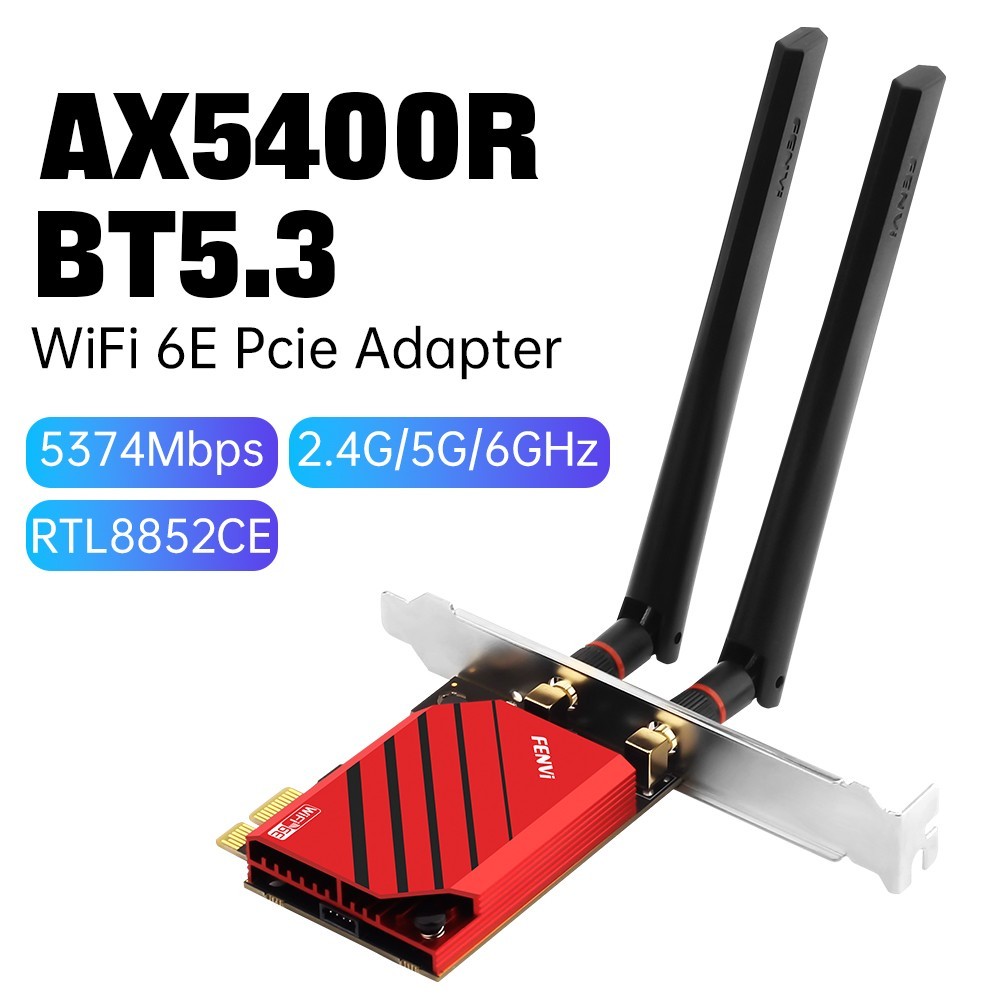 WiFi 6E PCIe Card AX5400 Tri-Band RTL8852CE Desktop Wireless Adapter Bluetooth