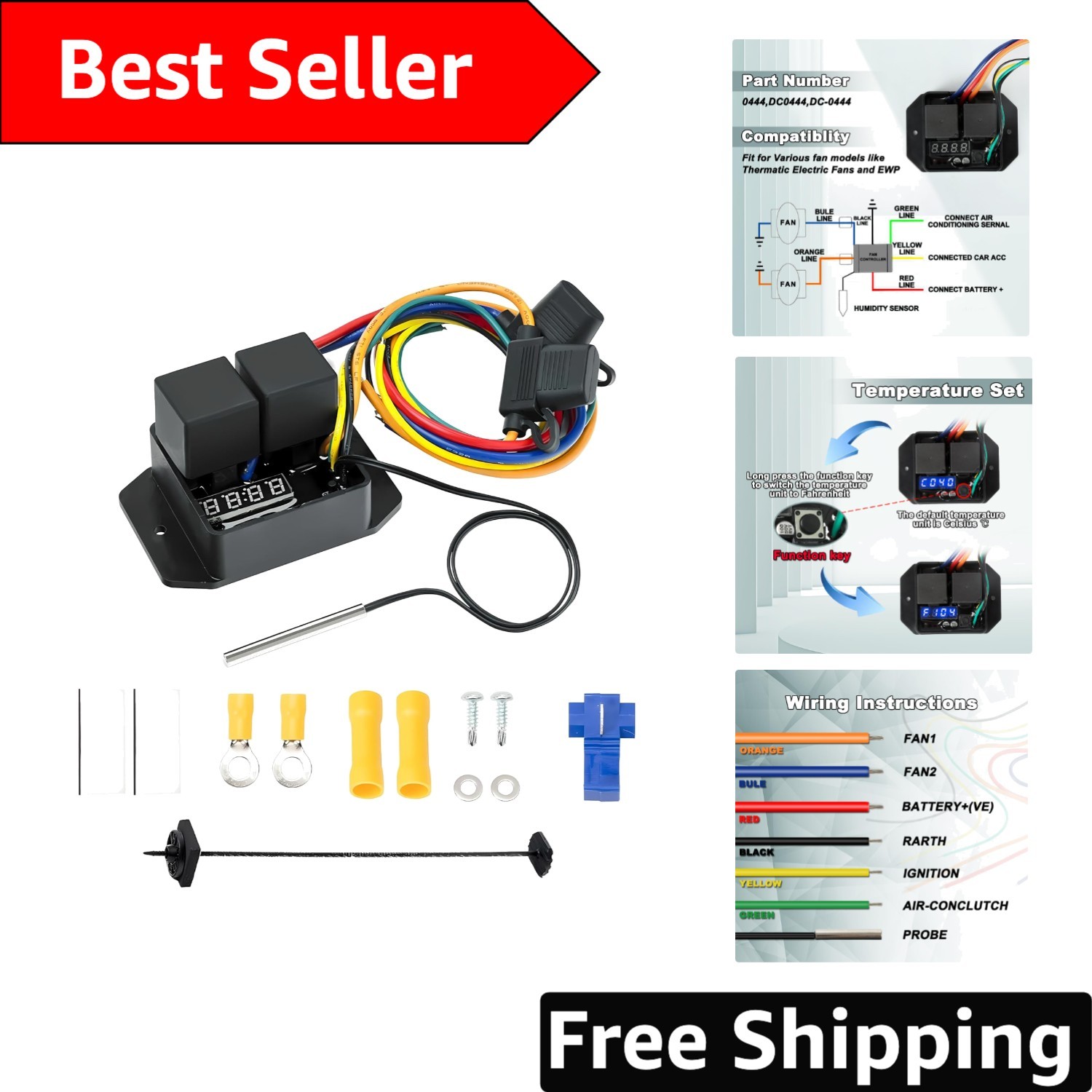 Durable Copper Electric Fan Switch Kit – 40A Current Rating, Protection