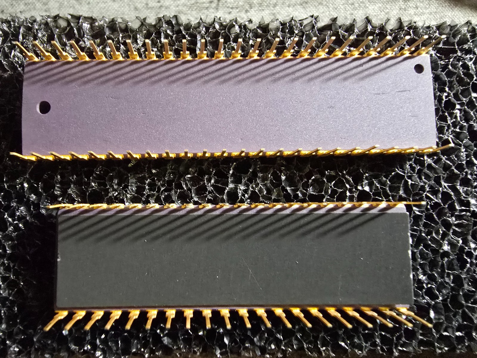 Pair Vintage DEC Gold Ceramic IC Chips 19-18073-00 19-17043-02