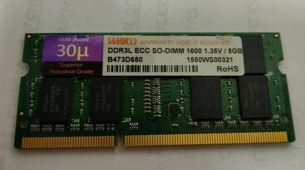 Waris B473D680 8GB DDR3L ECC So-DIMM 1600 1.35V Industrial Grade Server Memory