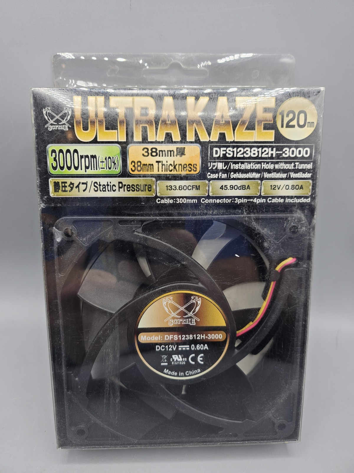 Ultra Kaze Scythe Heavy Duty Computer 3000RPM Cooling 120mm Fan DFS123812H-3000