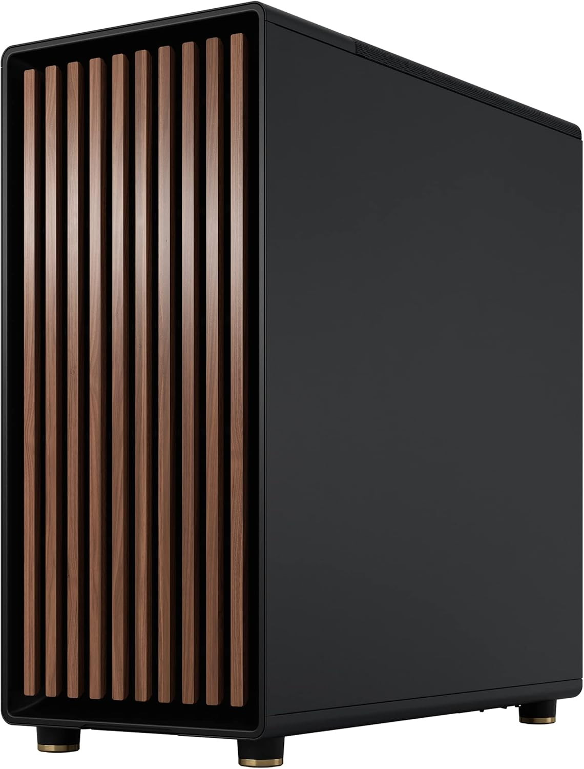North Charcoal Black Tempered Glass ATX Gaming Case with Walnut Front & Fans