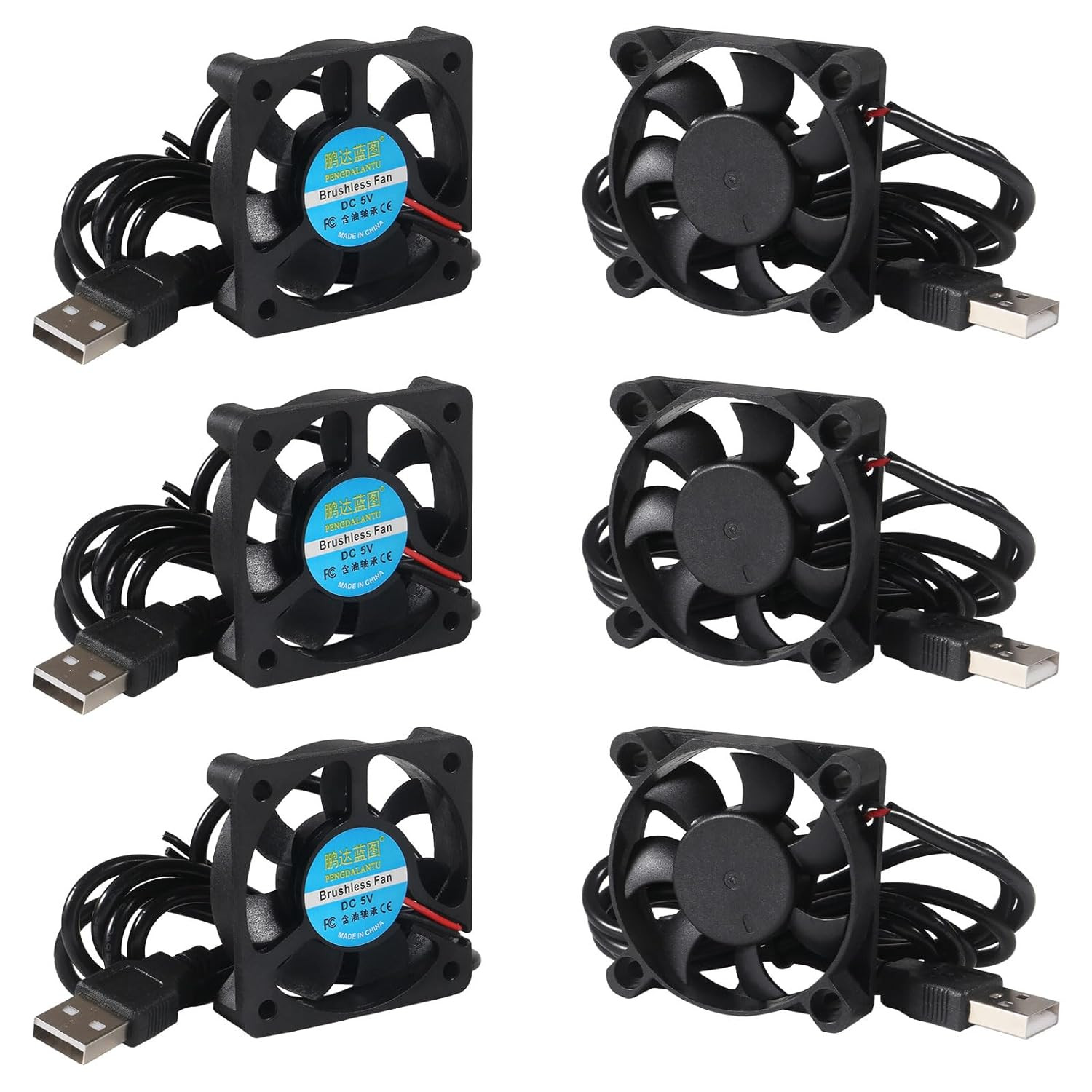 6Pcs 50Mm Fan USB 50Mm X10Mm Brushless Cooling Fan DC 5V USB Brushless Cooling